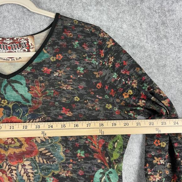 Amma Design Tunic Top Womens Large Floral Indie Boho Peasant Artsy USA - Picture 7 of 13